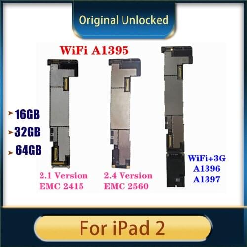 Original Motherboard For iPad 2 WIFI Version Clean iCloud 2.1 2.4 (EMC 2415,EMC 2560) for ipad 2 16GB 32GB 64GB logic board