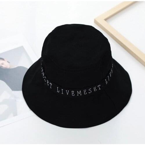 Bucket Hats For Ladies Outdoor Foldable Sun Hat Black White Letter Caps Fashion Casual Basin Cap