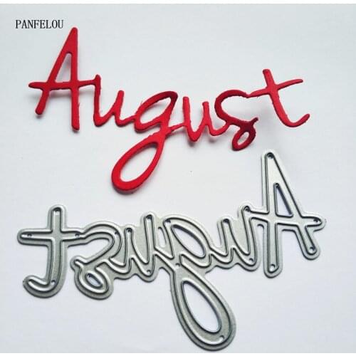 PANFELOU August word metal craft paper die cutting dies Scrapbooking/DIY Easter wedding Embossing mould cards