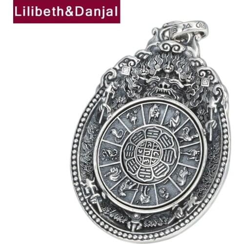 Zodiac Rotatable Vajra 925 Sterling silver Lucky Brave Troops Necklace Pendant Jewelry Women Men Holiday Gift Christmas 2020 P05