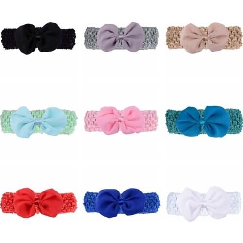 17 Colors 10*5.5 CM Chiffon Bowknot Baby Girl Headband Fashion Handmade Bows Elastic Hairband Children Headwear Hair Accessories