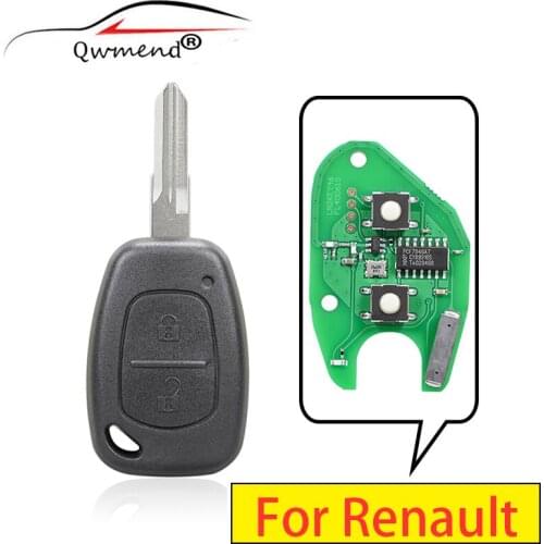 QWMEND 2 Buttons Remote Car Key for Renault Traffic Master Vivaro Movano Kangoo Ne73 VAC102 Blade 433mhz PCF7946 Chip