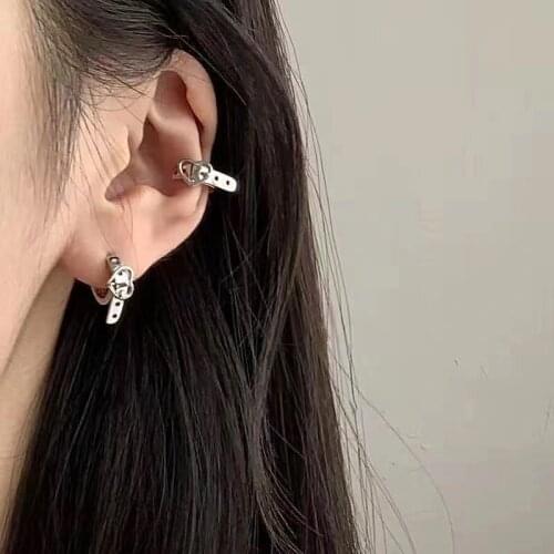 Simple Silver Color Heart Belt Stud Earrings For Women Hiphop Mini Cute Round Love Belts Earring Party Wedding Jewelry A941