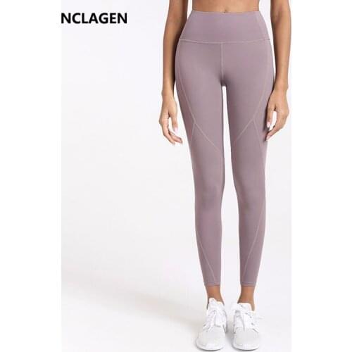 NCLAGEN Sport Leggings Women High Waist Training Solid Yoga Pants Winter Pocket Autumn Fitness Tights Gym Workout Running Capris