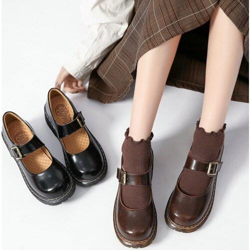 Mary Jane Shoes Thick-soled Cowhide Lather Shoes Women Retro Lolita Shoes Japanese jk Uniform Original Girl College Style