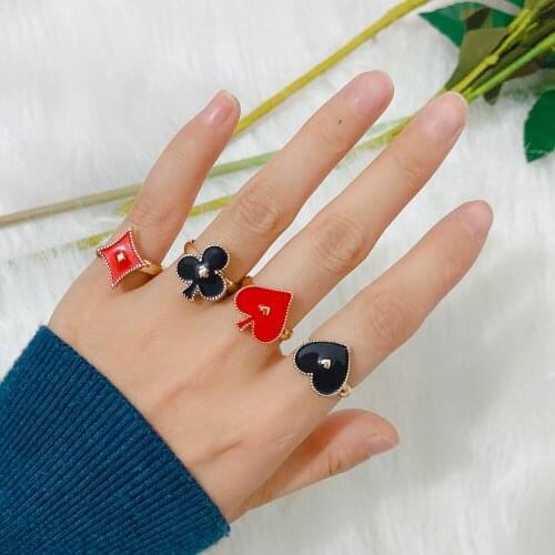 VG 6YM 2021 New Fashion Red Dripping Oil Love Heart Ring Adjustable Resizeable Rings For Women Girl Party Jewelry Wholesale