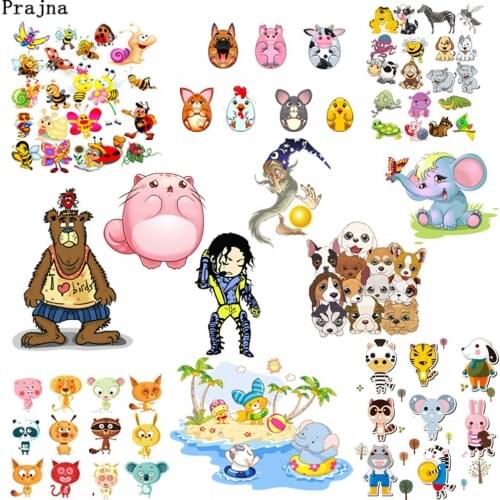 Prajna Cartoon Dog Bee Heat Transfer Vinyl Patches Anime Jackson Washable Sticker Magic Bear Iron On Transfers For Kids Clothing