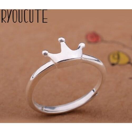 Boho Vintage Silver Color Crown Rings for Women Lover Finger Ring Valentines Day Gifts