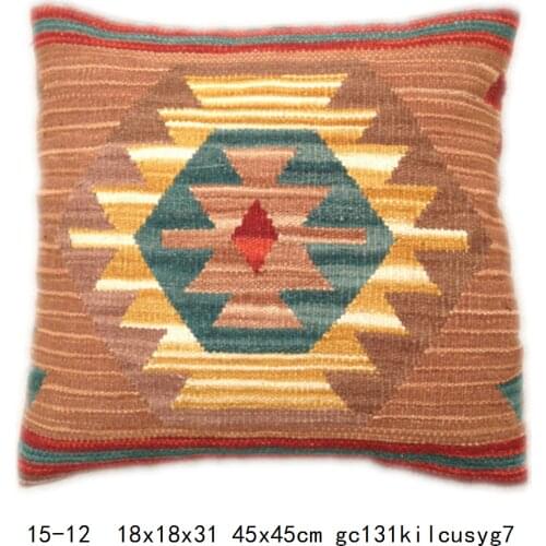Wool Kilim Floral Pillow Square Various Flower Decorative Handmade Woven Klicusyg28