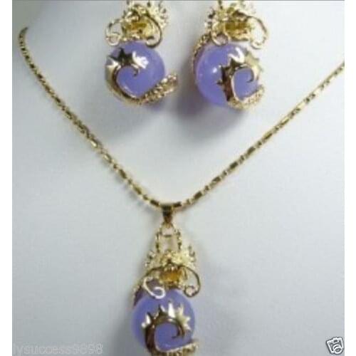 Jewelry Charming JADE Dragon Pendant Necklace Earring set