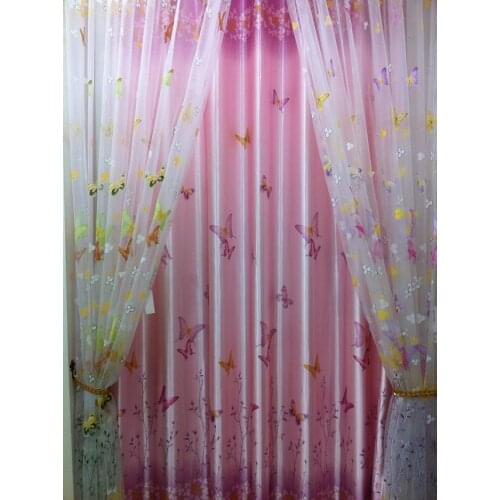 Wholesale butterfly Flowers embroidery tulle sheet curtains drapes butterflys curtain for window colors 10 meter 2.8 meter high