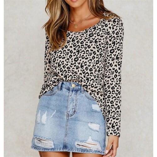 Leopard Print Autumn Casual T Shirt Women Long Sleeve T-shirt Ladies Loose Tees Tops Female O-neck Streetwear Camiseta Muje 2020