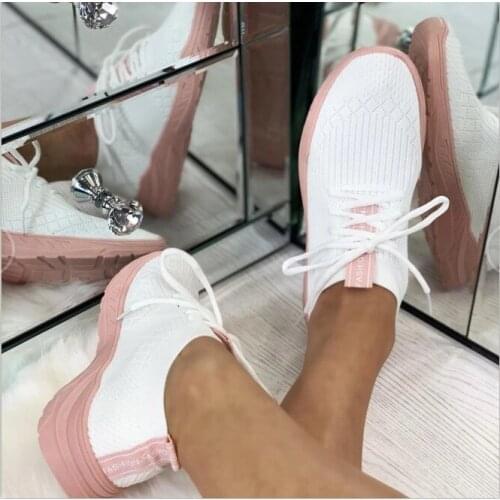 Women Mesh Breathable Sneakers for Woman Casual Sport Sneakers Female Lace Up Vulcanized Shoes Womens Walking Flats White Black