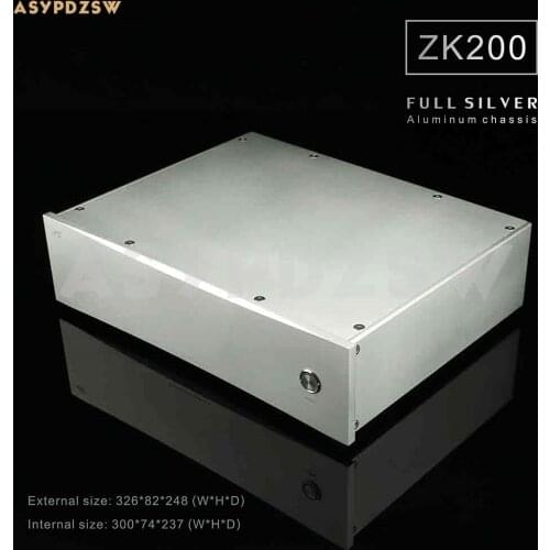 ZK200 High-end Full Aluminum Sandblasted silver Power amplifier chassis/Enclosure/Box 326X82X248 For NAP200