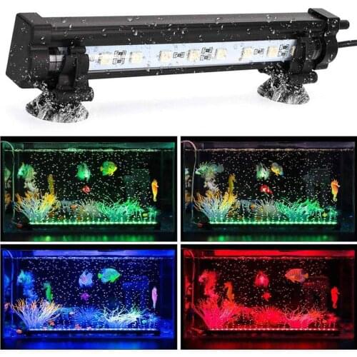 12-46CM 5050 RGB LED Aquarium Light Fish Tank LED Light EU/US Plug Aquatic Air Bubble Oxygenation Lamp LED Aquarium Light