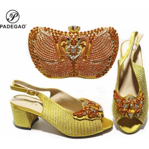 2020 Sweet Style African Women Shoes And Bag To Match Set Nigerian High Heels Party Shoes And Bag Set For Wedding Dress