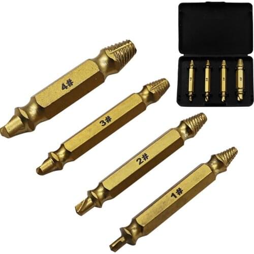 4pcs/lot Titanium Broken Bolt Damage Screw Remover Extractor Drill Bits Easy Out Stud Reverse