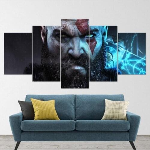 5 Piece Wall Art Canvas Game God Of War Figure Posters And Prints Customizable Modern Home Living Room Decoration Paintings