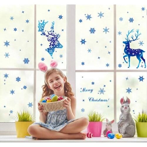 5 Styles 1 Sheet Good Christmas Themed Elk Window Sticker Portable Decorative Sticker Eco-friendly for Living Room