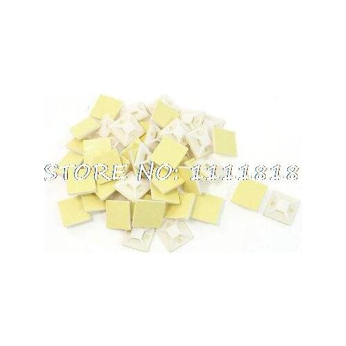 50 Pcs Self-adhesive Mount Base for 3mm Width Cable Tie 25 x 25mm