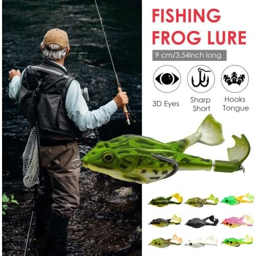 9 cm Fishing Frog Lure Soft Bait Fishing Lures Kit Artificial Soft Ray Frog Topwater Fishing Crankbait Lures for Bass Snakehead