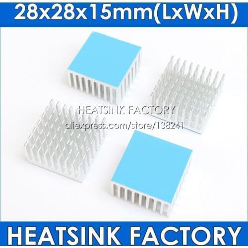 5pcs 28x28x15mm Aluminum Heatsink Radiator Cooling For Electronic Chip IC 3D printer Raspberry PI With Thermal Conductive Tape