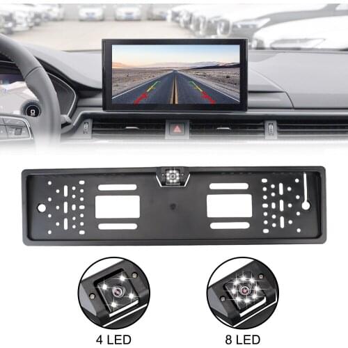 Car Rear View Camera Auto Accessories Parking Assistance Kit 4/8 LED Universal European Car License Plate Frame Night Vision