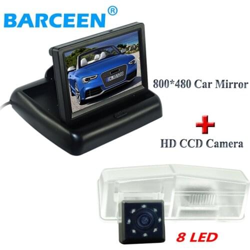 Black plastic shell car display monitor 4.3" lcd screen with 8 led ccd image lens wire car backup camera FOR Toyota RAV4