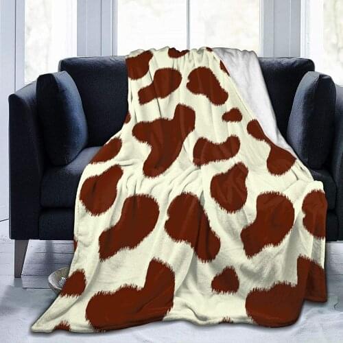 White and Brown Cow Print Throw Blanket Ultra-Soft Micro Fleece Blanket Movies Blanket for Bed Couch Living Room