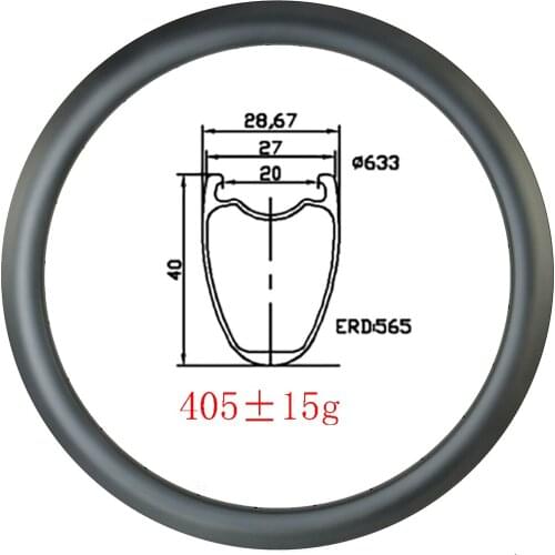 700c 40mmx27mm Tubeless road disc carbon rims UD 3K 12K matte glossy 16H 18H 20H 24H 28H 32H No braking surface Road Racing bike