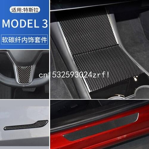 For Tesla Model 3 center control panel decorative sticker interior modification steering wheel outer handle carbon fiber