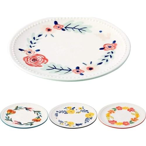 Porcelain Bone Dessert Plate Four Seasons Series Broken Flower Plate Salad Plate Steak Plate 8. 5 Inches