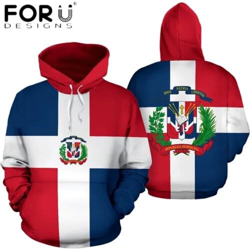 FORUDESIGNS New Arrival Couple Long Tops Pullover Dominican Republic Flag Printing Comfort Warm Hoodies Fashion Sweatshirts