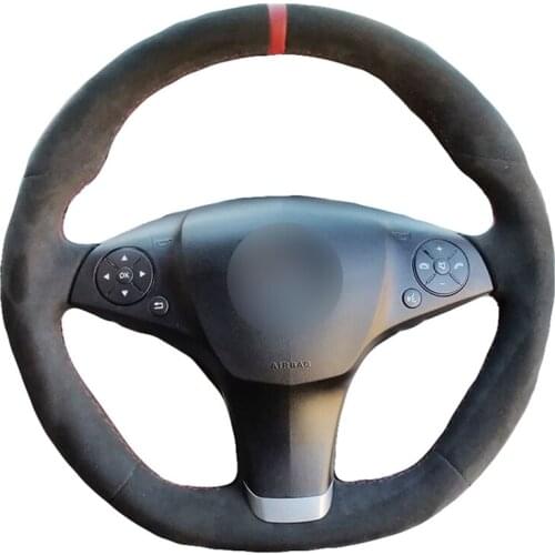 Handsewing Black Suede Car Steering Wheel Cover for Mercedes Benz SLR-Class 2009 SL-CLass AMG 63 65 2009-2012 SLK-Class AMG 55