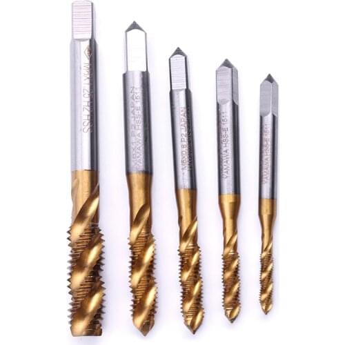 Titanium Coated HSS Spiral Flute Metric Machine Tap Right Hand Thread Drills