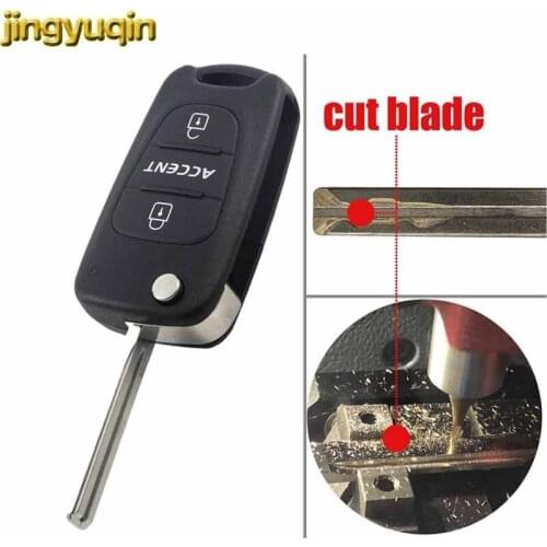 Jingyuqin Uncut/Cut Blade Flip Folding 3 Buttons Remote Car Key Case Key Shell Fob Replacement For Hyundai Accent