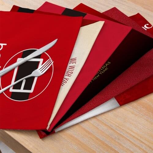 Fuwatacchi Red Christmas Decor Tableware Mats Dinning Table Placemat Tea Party Kitchen Accessories Bowl Cup Pads Drink Coasters