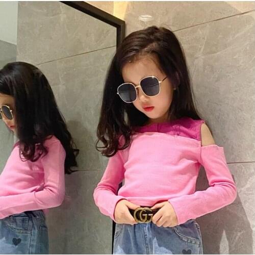 2021 hot sale girls patchwork t-shirt autumn cotton fashion girls top 4-9t B671