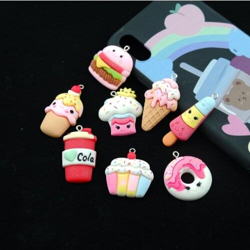 Cute Cartoon Food Set Charms For Bracelets Key Chain Earring Jewelry Making DIY Craft Pendants Handmade Dollhouse