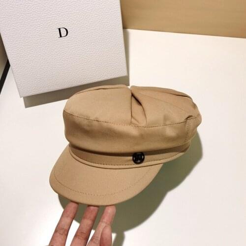 Fashion Hats For Women Cotton Military Hat Korean Flat Top Navy Cap Internet Celebrities Simple Outdoor Street Retro Beret