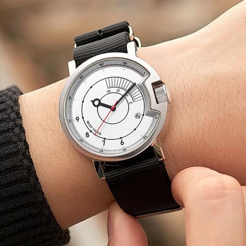 Reef Tiger/RT Fashion Watches Men Black Dial Steel Leather Strap Sport Watch Waterproof Automatic Watch reloj hombre RGA9055