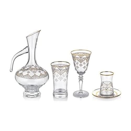 Schafer 49 Piece Swan Glass Cup Set - GLD06
