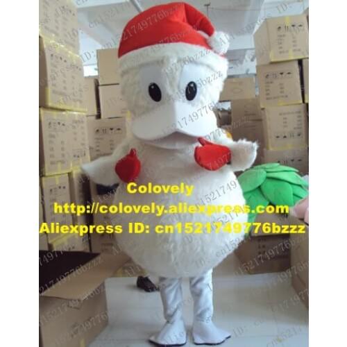 Fancy White Chirstmas Duck Mascot Costume Mascotte Die Ente Duckling Quackquack Plush With Fat Belly Big Mouth No.1474 Free Ship