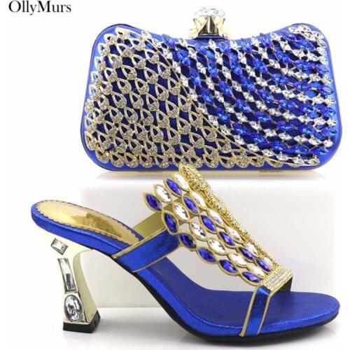 New Arrival Italian Rhinestone Shoes With Bag Set African Pretty Pumps Women Shoes And Bag To Match Set For Party