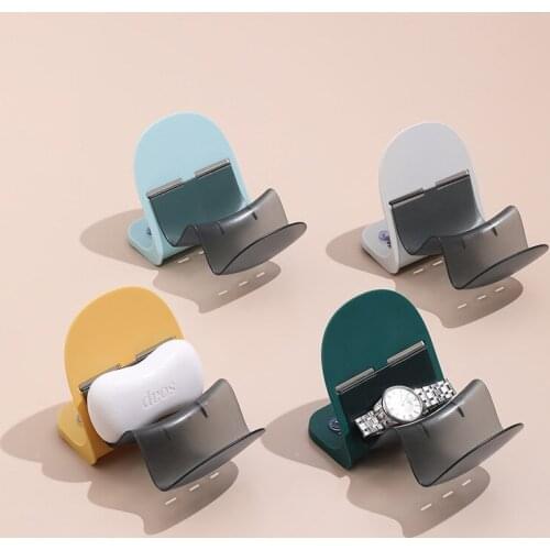 Punch-free Solid Soap Box Wall Mounted Dish Storage Trays Holder with Drain Water Holder Shower Holder Case Saver Shelf Bathroom