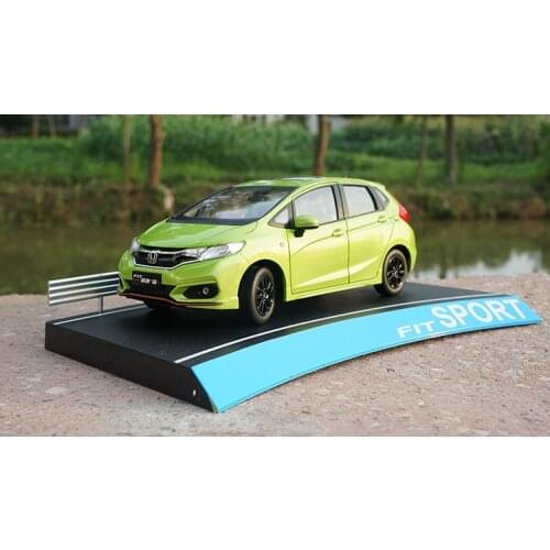 Original factory authentic 1:18 Honda FIT 2018 sport Jazz green hatchback diecast car model for gift, toys, collection