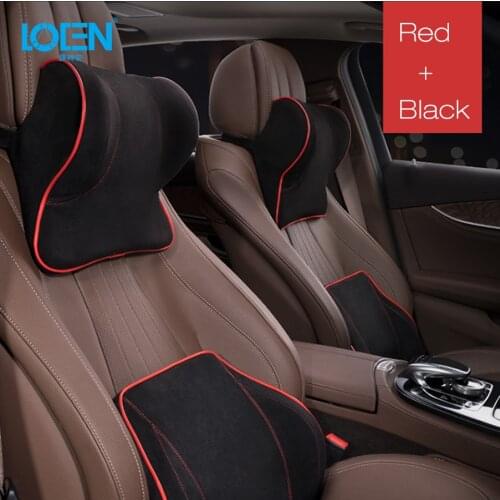 Memory Foam Car Head Neck Rest Pillows Headrest Neck Pillow Seat Cushion Wasit Lumbar Support Faux Suede Car Styling 7 Colors