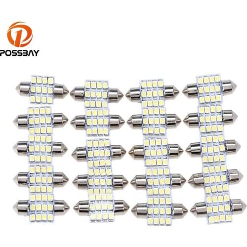 POSSBAY 20 Pcs Car 12V 31mm LED Light Bulb Auto Interior Festoon Dome Reading Lights 12 SMD White