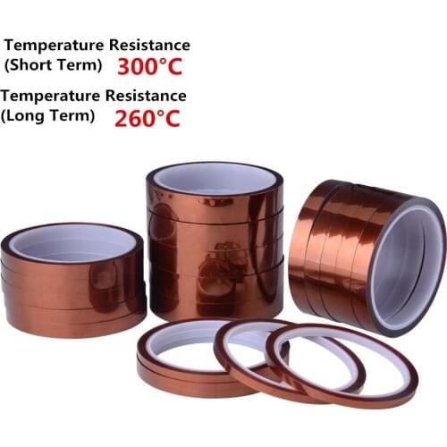 Supply 33meter x 5-100mm 50pcs High Temperature Polyimide Tape Heat Resistant Insulation Polyimide Film Adhesive Tape wholesale