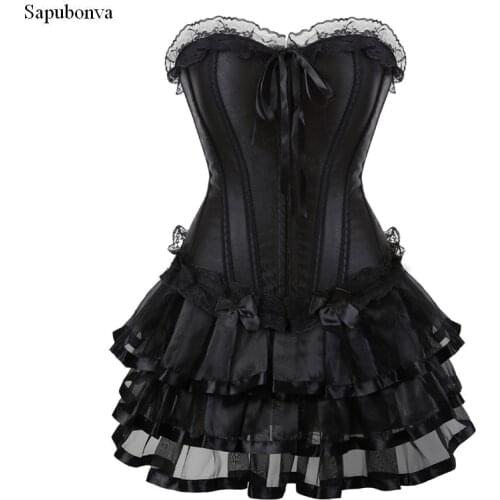 Sapubonva Corset Dress Gothic Cosplay Costume Halter Corset for Women Sexy Vintage Corset Bustier Skirt Victorian Plus Size
